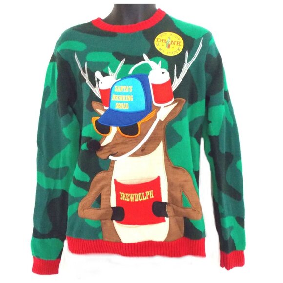 Blizzard Bay Drinking Reindeer Ugly Christmas Sweater Large - Picture 4 of 4